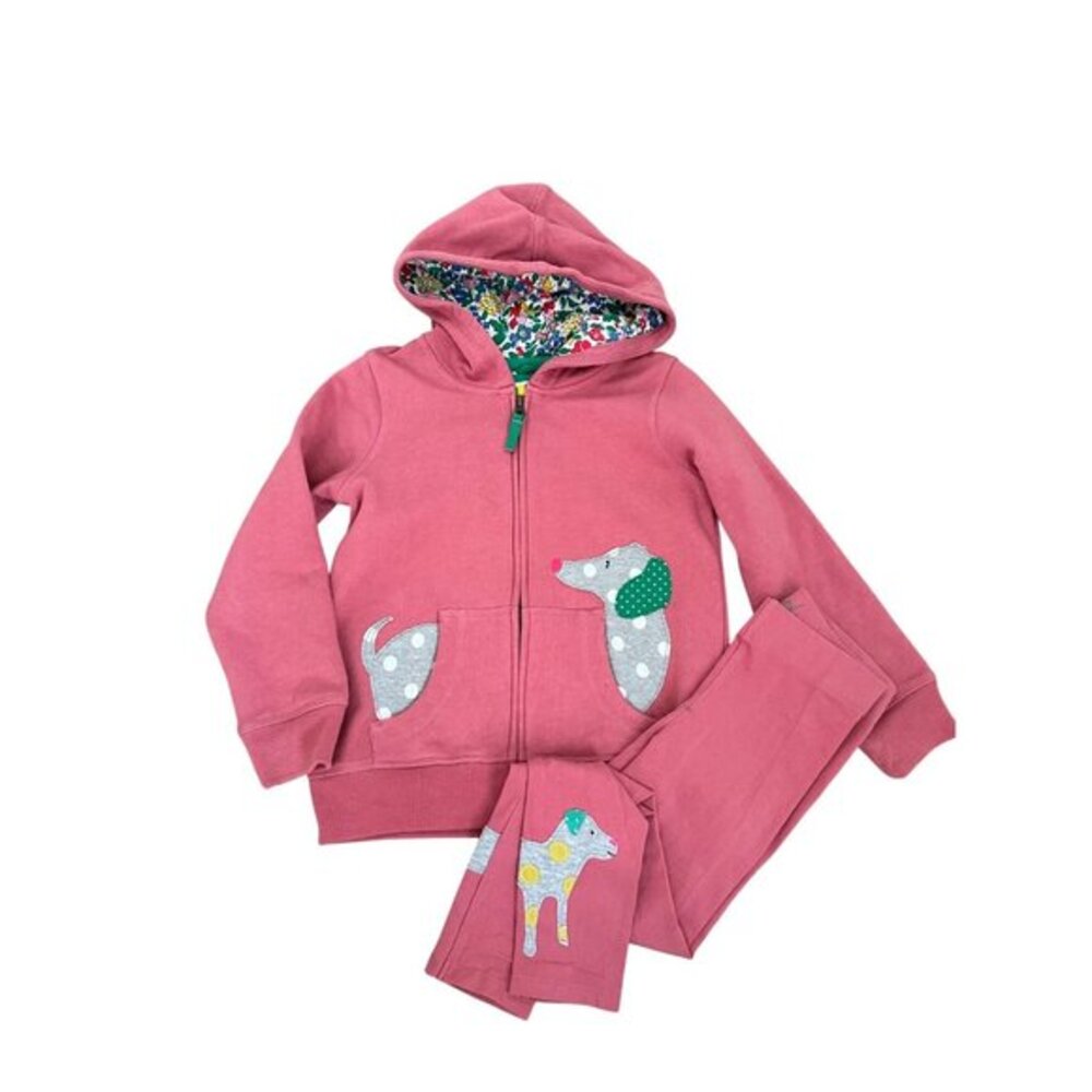 Mini Boden Pink Hooded Sweatshirt and Joggers Set used